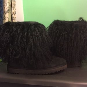 BLACK Mongolian Fur Ugg boots.